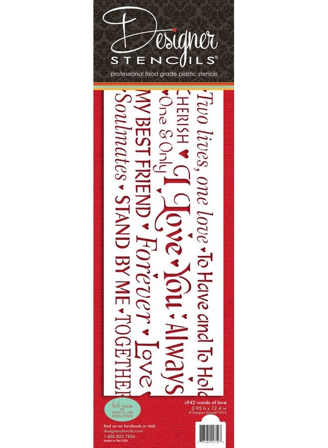 Designer Stencils Words of Love Cake Stencil Side by Designer Stencils - Image 1