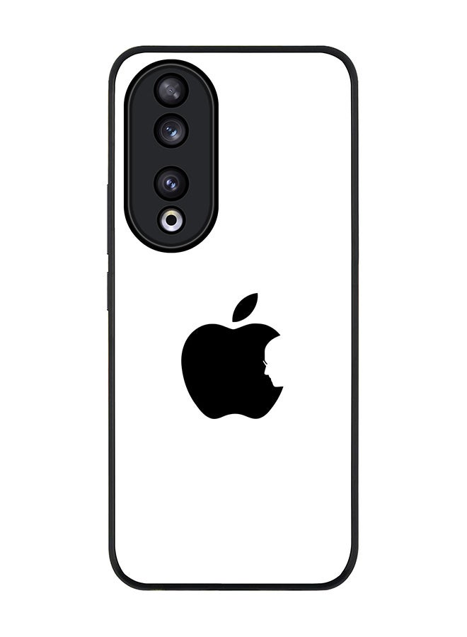 Stylizedd Rugged Black edge case for Honor 90 5G, Slim fit Soft Case Flexible Rubber Edges Anti Drop TPU Gel Thin Cover -  Steve's Apple - White - Image 1