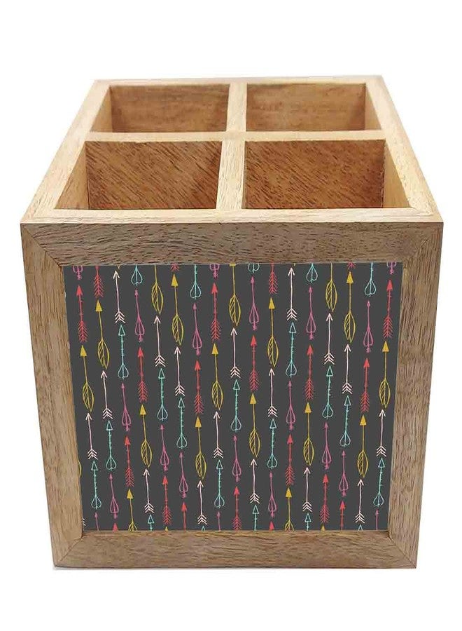 Nutcase Wooden Cutlery Stand Holder Silverware Caddy Spoons Forks Knives Organizer for Dining Table & Kitchen -Made in India-Spoons NOT Included - Arrow Style - Image 4