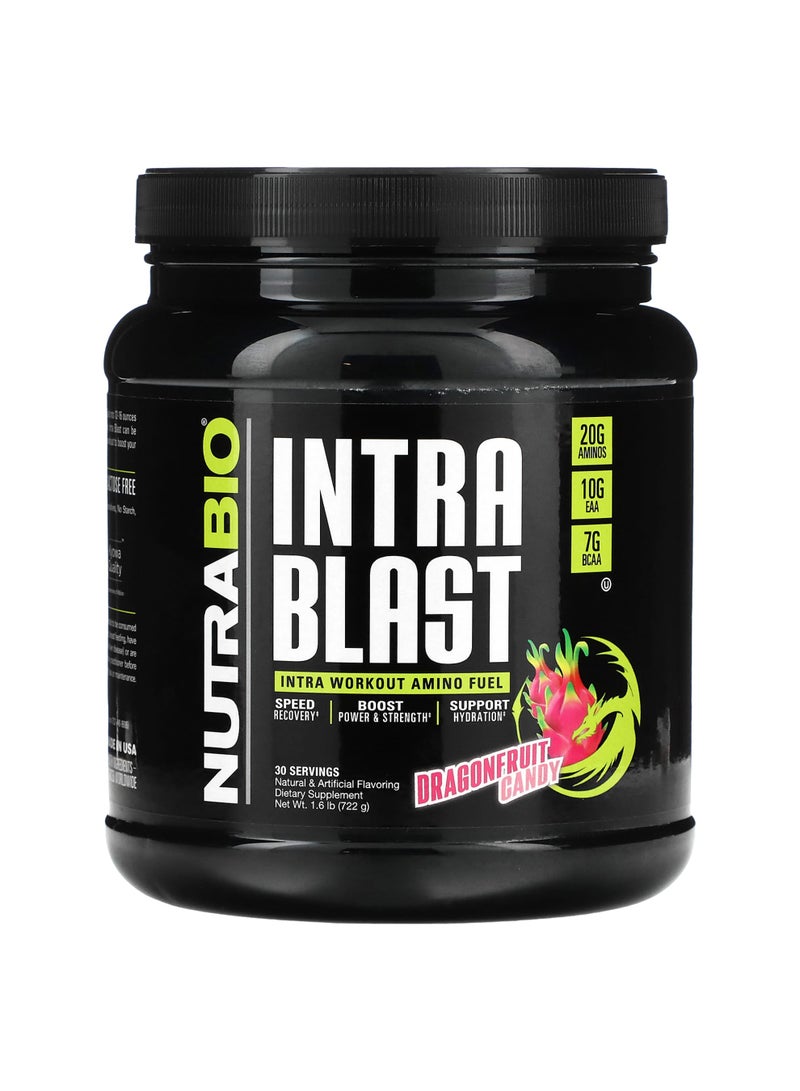 NutraBio Intra Blast, Intra Workout Amino Fuel, Dragonfruit Candy, 1.6 lb (722 g)
