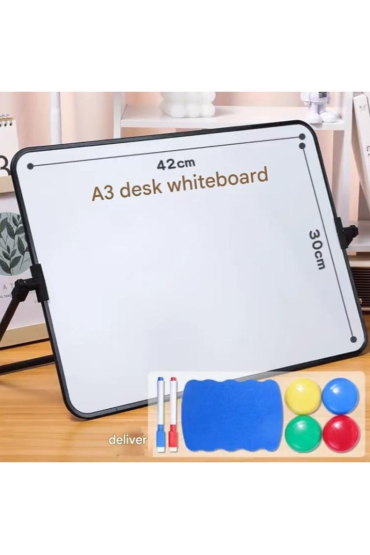 Dry Erase White Board with Stand Erasable Whiteboard with Support School Presentation Board with Bracket Desk Stable A3 Size - Image 1