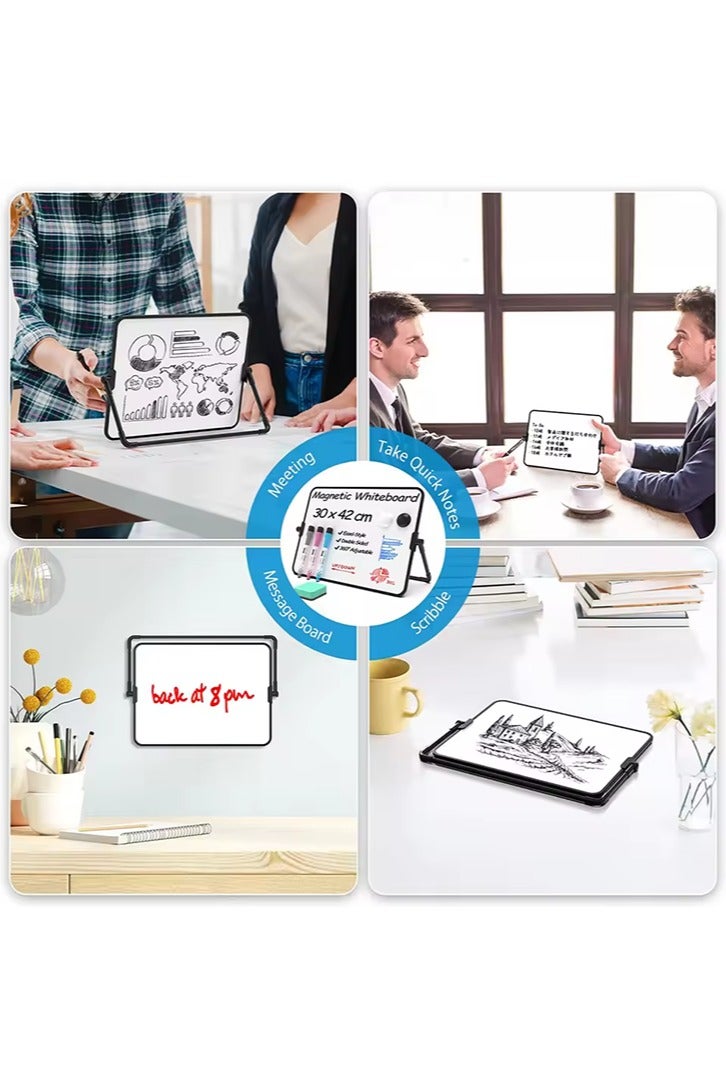 Dry Erase White Board with Stand Erasable Whiteboard with Support School Presentation Board with Bracket Desk Stable A3 Size - Image 5