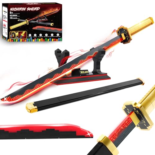 Jorumo Swords Building Sets for Boys 814 39in Tsugikuni Yoriichi Sword Building Block with Scabbard and Stand Anime Sword Building Toy Gift Katana 788 Pcs - Image 1