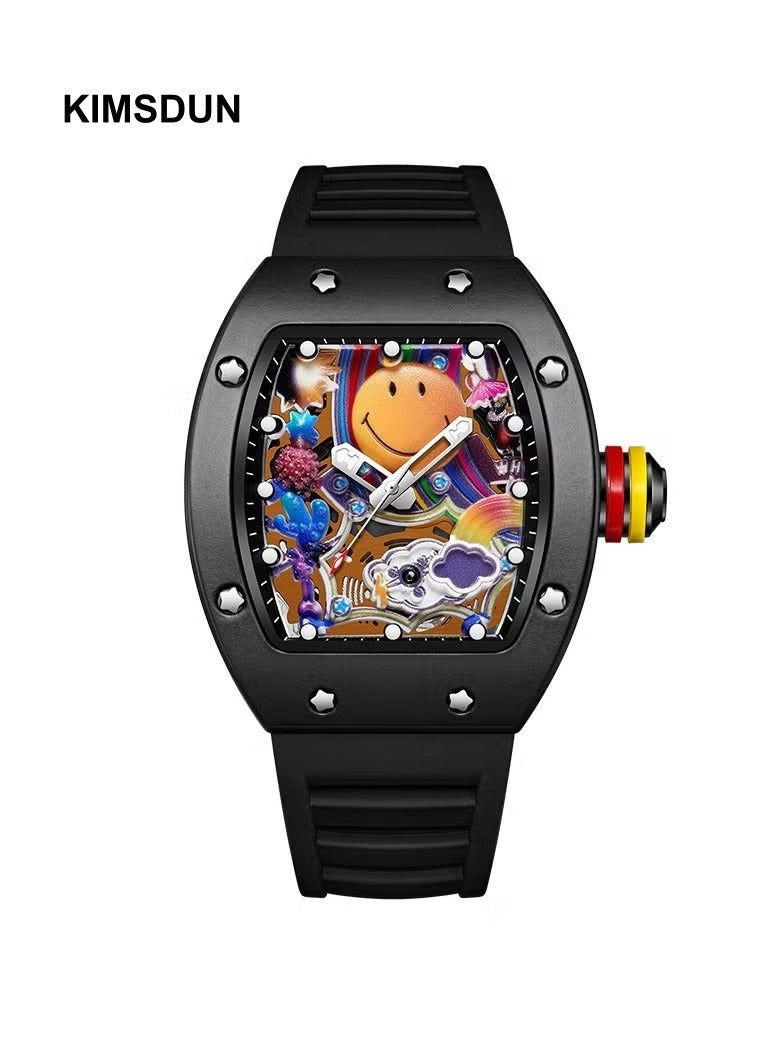 KIMSDUN Men's Fashion Luminous Waterproof Hollow Barrel Shape Student Quartz Watch - Image 1