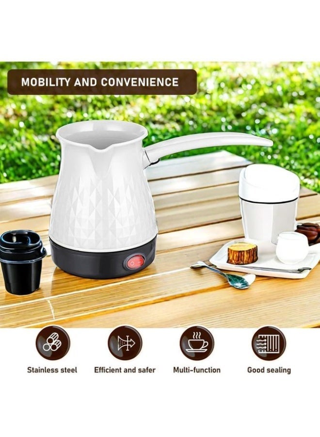 جامايكا إبريق قهوة كهربائي بتقنية إيطالية JMK9018، غلاية ماء محمولة من الفولاذ المقاوم للصدأ، بقدرة 800 واط، مزودة بمؤشر ضوئي LED، سعة 400 مل، مصنوعة من مواد عالية الجودة، سهلة التنظيف والتخزين والاستخدام - لون أبيض - Image 3