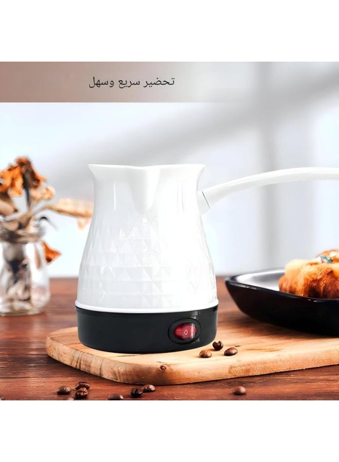 جامايكا إبريق قهوة كهربائي بتقنية إيطالية JMK9018، غلاية ماء محمولة من الفولاذ المقاوم للصدأ، بقدرة 800 واط، مزودة بمؤشر ضوئي LED، سعة 400 مل، مصنوعة من مواد عالية الجودة، سهلة التنظيف والتخزين والاستخدام - لون أبيض - Image 4