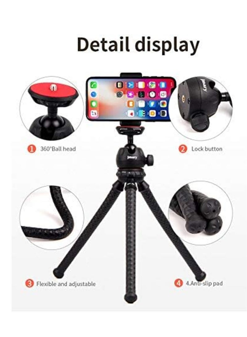 JMARY MT-25 - Table Top Mini Portable Flexible Tripod Stand for Mobile Phones and DSLR & Digital Cameras - Coming with Universal Mobile Phone Holder (MT-25-BLK) - Image 4