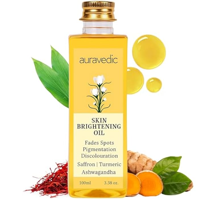 Auravedic Skin Oil for Radiant Skin | Face Massage Oil with Turmeric, Saffron & Ashwagandha | Suits Oily, Dry & All Skin Types | Organic & Natural | 3.38 Fl Oz (100ml) - Image 1