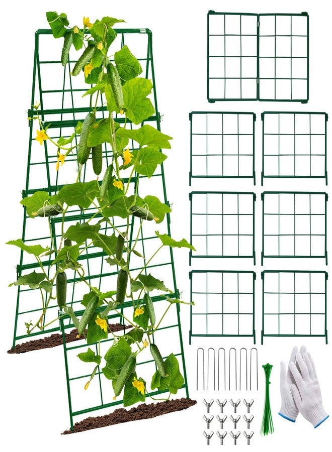 MINGRI Cucumber Trellis, Foldable Frame Metal Garden Trellis, Outdoor Plant Support Tower for Raised Bed Climbing Plants, Vegetables, Peas, Fruit, Vine - Image 1