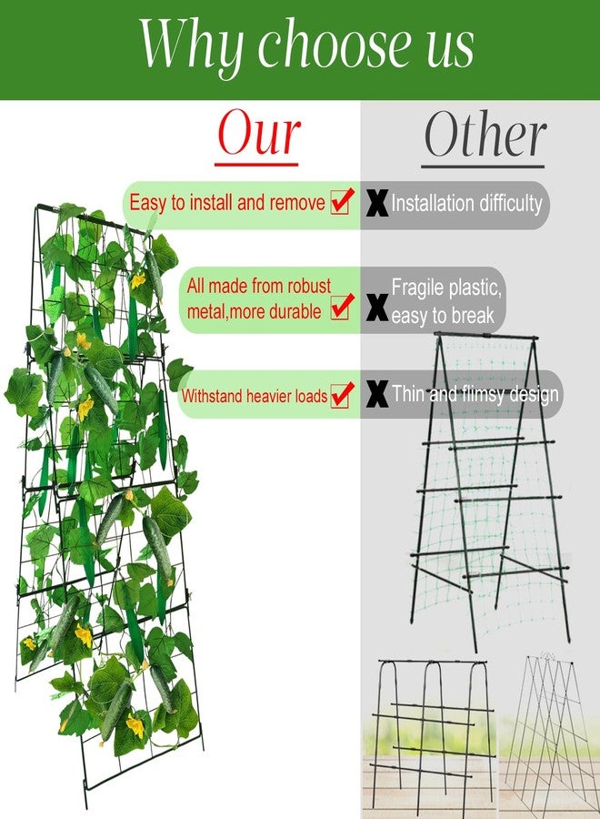 MINGRI Cucumber Trellis, Foldable Frame Metal Garden Trellis, Outdoor Plant Support Tower for Raised Bed Climbing Plants, Vegetables, Peas, Fruit, Vine - Image 4