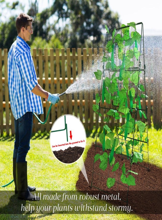 MINGRI Cucumber Trellis, Foldable Frame Metal Garden Trellis, Outdoor Plant Support Tower for Raised Bed Climbing Plants, Vegetables, Peas, Fruit, Vine - Image 5