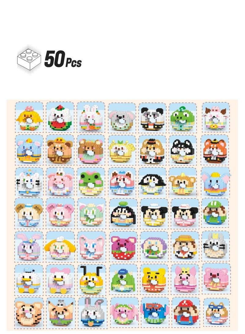 Cartoon Mini-Blocks Puzzle Toy for Kids 50 donuts random box 