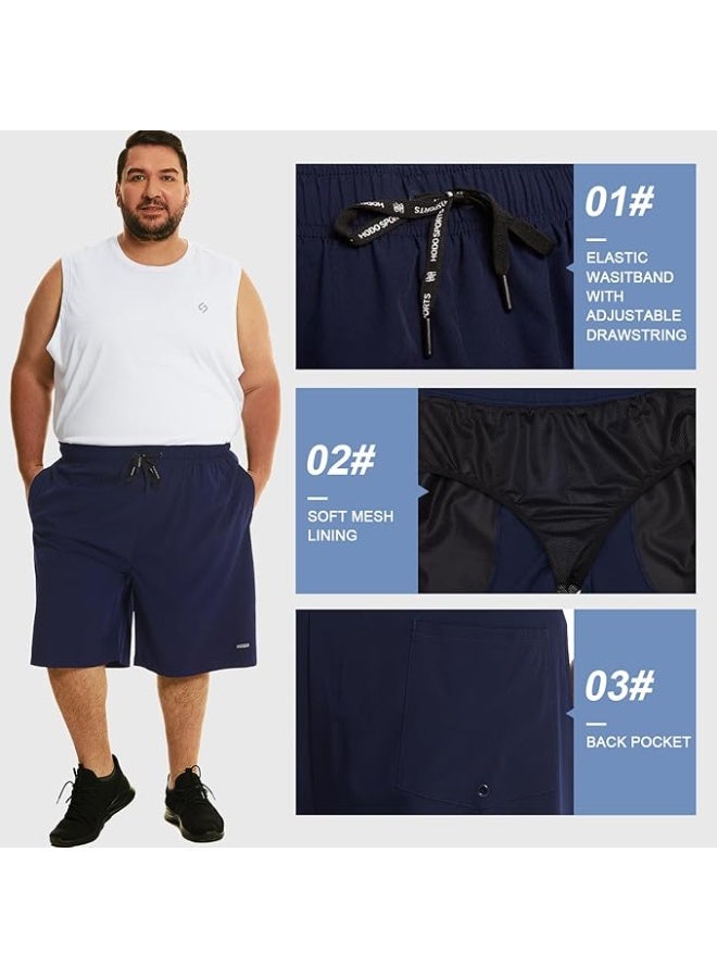 HOdo Mens Big and Tall Swim Trunks 11 inch with Mesh Liner Bathing Suits Swim Shorts for Men Plus Size 2X-7X Navy 3XL - Image 5