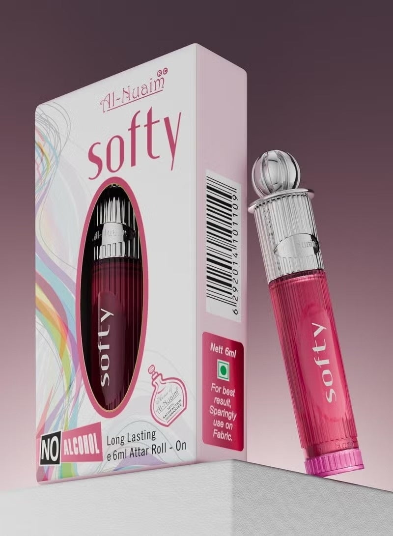 Al Nuaim Al-Nuaim Softy Attar Roll On Perfume Oil 6ml | Alcohol Free Concentrated Ittar for Men & Women | Long Lasting Soft Floral Musky Fragrance | Arabic Perfume Oil Pocket Size - Image 3