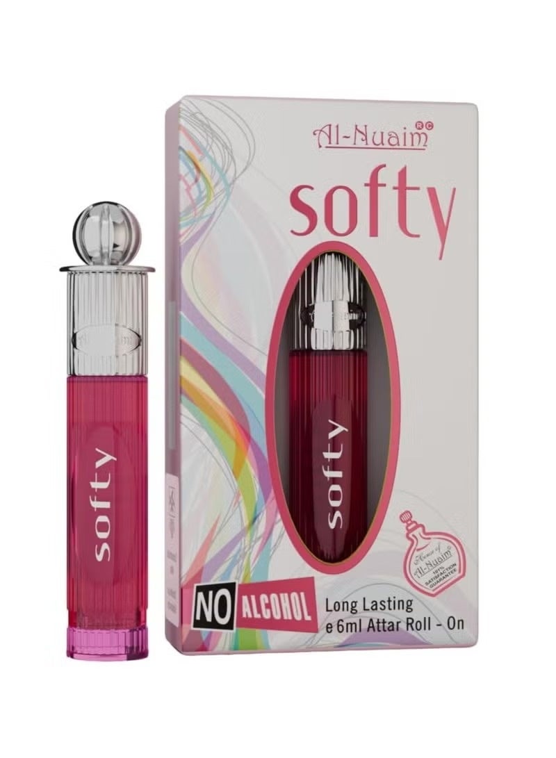 Al Nuaim Al-Nuaim Softy Attar Roll On Perfume Oil 6ml | Alcohol Free Concentrated Ittar for Men & Women | Long Lasting Soft Floral Musky Fragrance | Arabic Perfume Oil Pocket Size - Image 1