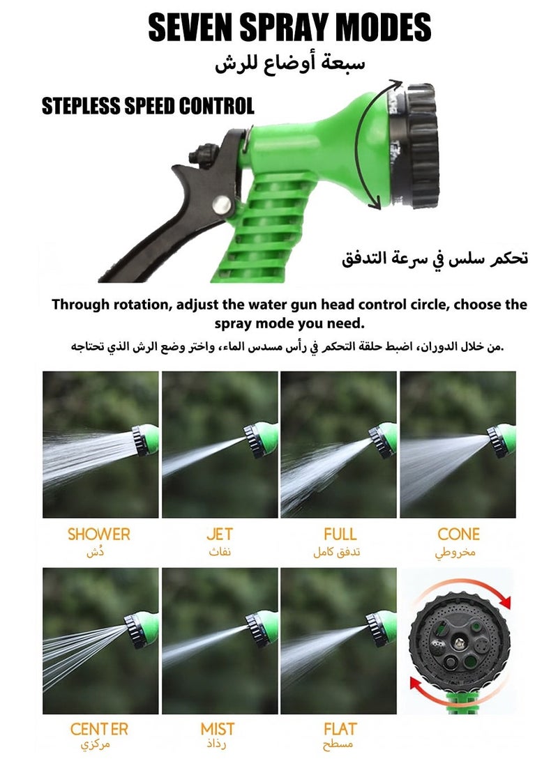 10M Garden Water Hose with Wall Holder & 7-Function Spray Nozzle, High Pressure 3/8" Reinforced Hose for Gardening & Car Wash - Image 3