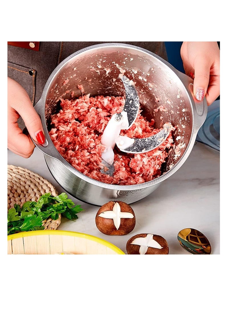 ECVV ECVV Food Chopper Meat Mincer 2L 500W Electric Meat Grinder Blender Mincer Mixer Meat Chopper Stainless Steel Electric Chopper Automatic Food Processor Machine  - Image 2