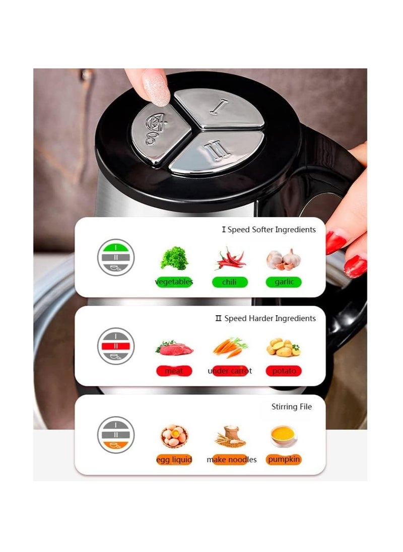 ECVV ECVV Food Chopper Meat Mincer 2L 500W Electric Meat Grinder Blender Mincer Mixer Meat Chopper Stainless Steel Electric Chopper Automatic Food Processor Machine  - Image 3