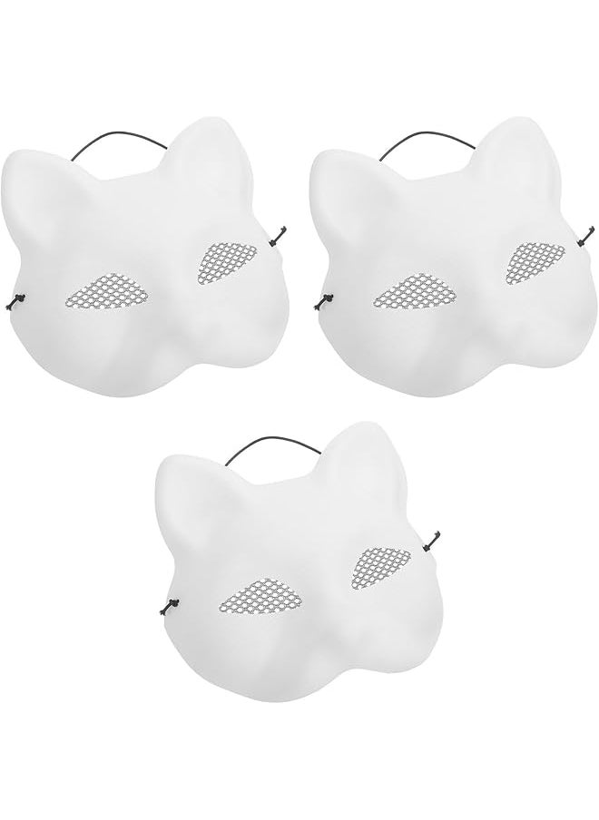 The Bros 3pcs Blank Diy Fox Masks Unfinished Masquerade Masks for Women Craft Blanks for Parties Comfortable Material for Carnival and Halloween Decorations  - Image 1