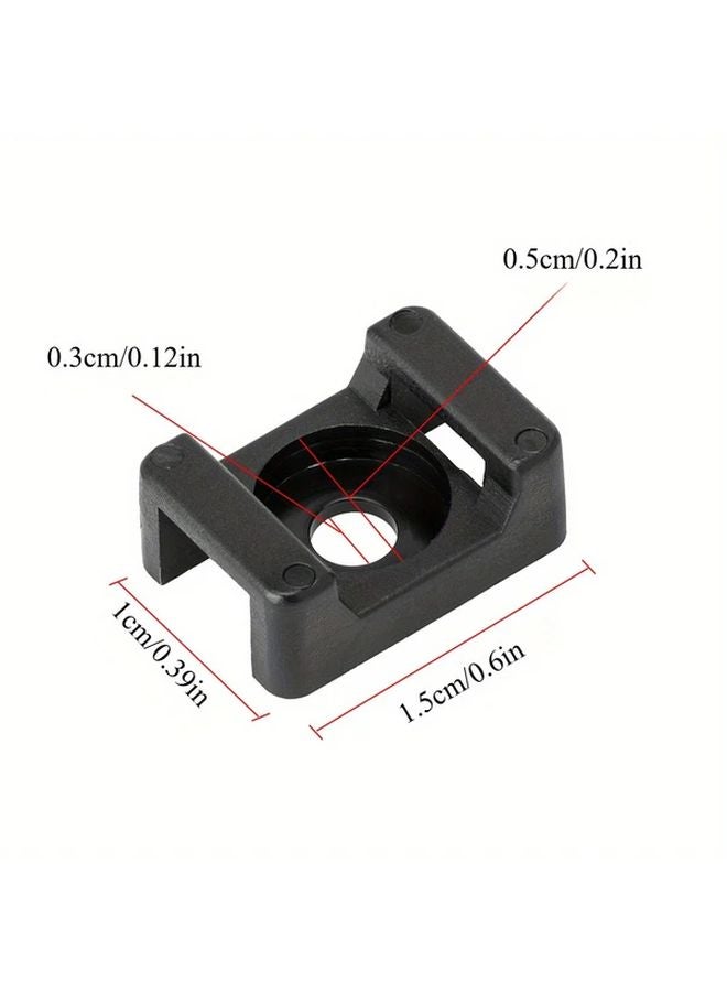 100pcs Black Saddle Type Cable Ties Installation Base Wire Holder 52mm Hole Width - Image 3