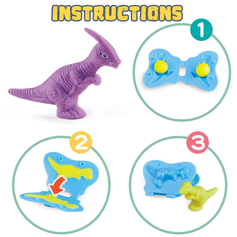 VConejo Dinosaur Color Dough Sets Toys, 37 Pieces Dino Theme Color Dough Tools Accessories with Volcano and Fossils for Boys and Girls - Image 3