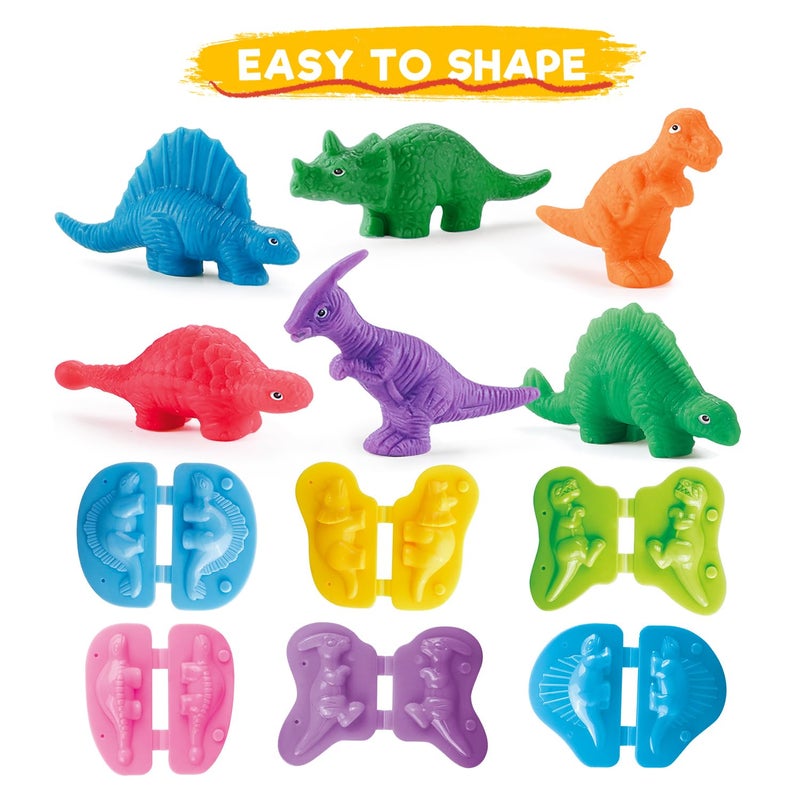 VConejo Dinosaur Color Dough Sets Toys, 37 Pieces Dino Theme Color Dough Tools Accessories with Volcano and Fossils for Boys and Girls - Image 5