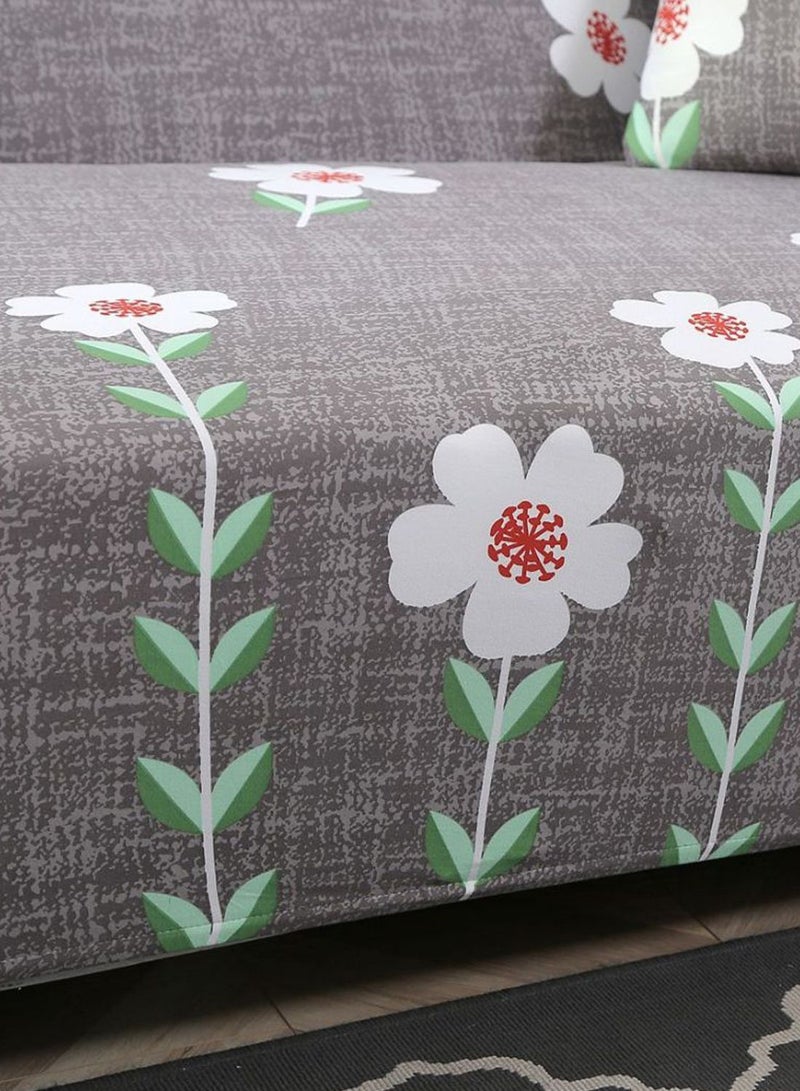 نيبمينينت غطاء أريكة منزلق بنقشة زهور أنيقة رمادي - Image 4