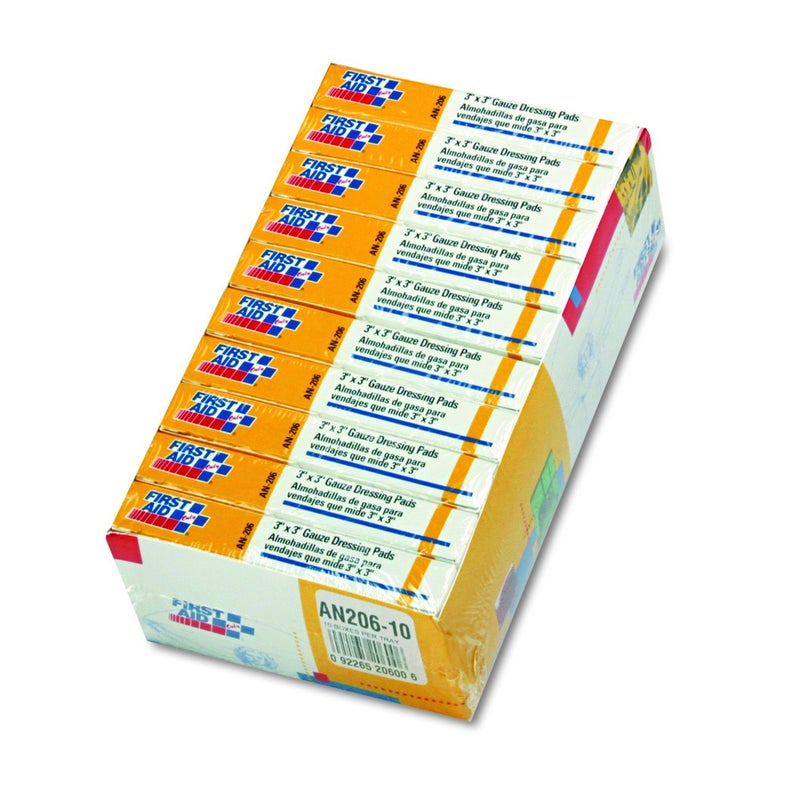 First Aid Only AN20610 3X3 Sterile Gauze Pads 8Box 10 Count - Image 1