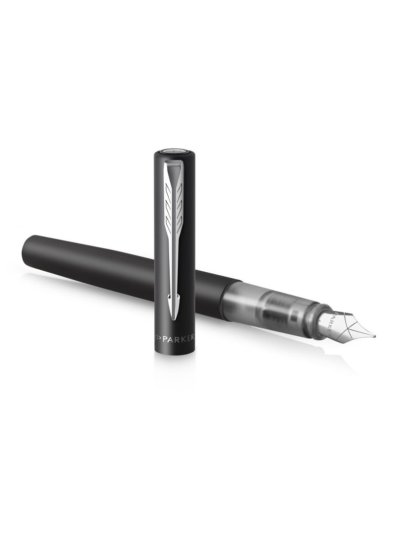 PARKER Vector XL Fountain Pen Fine Tip Black Barrel With Chrome Trim - Image 3