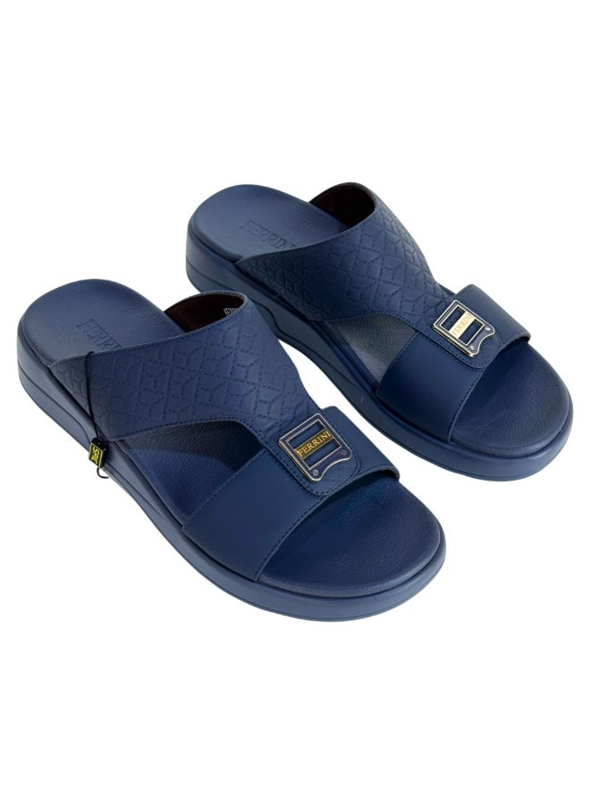 Ferrini Men’s Arabic Slipper Cross-Strap Slip-On Sandals – Faux Leather, Cushioned Footbed, PU Sole - Image 2