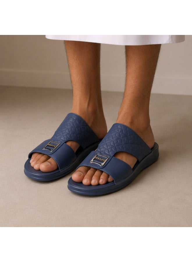 Ferrini Men’s Arabic Slipper Cross-Strap Slip-On Sandals – Faux Leather, Cushioned Footbed, PU Sole - Image 5