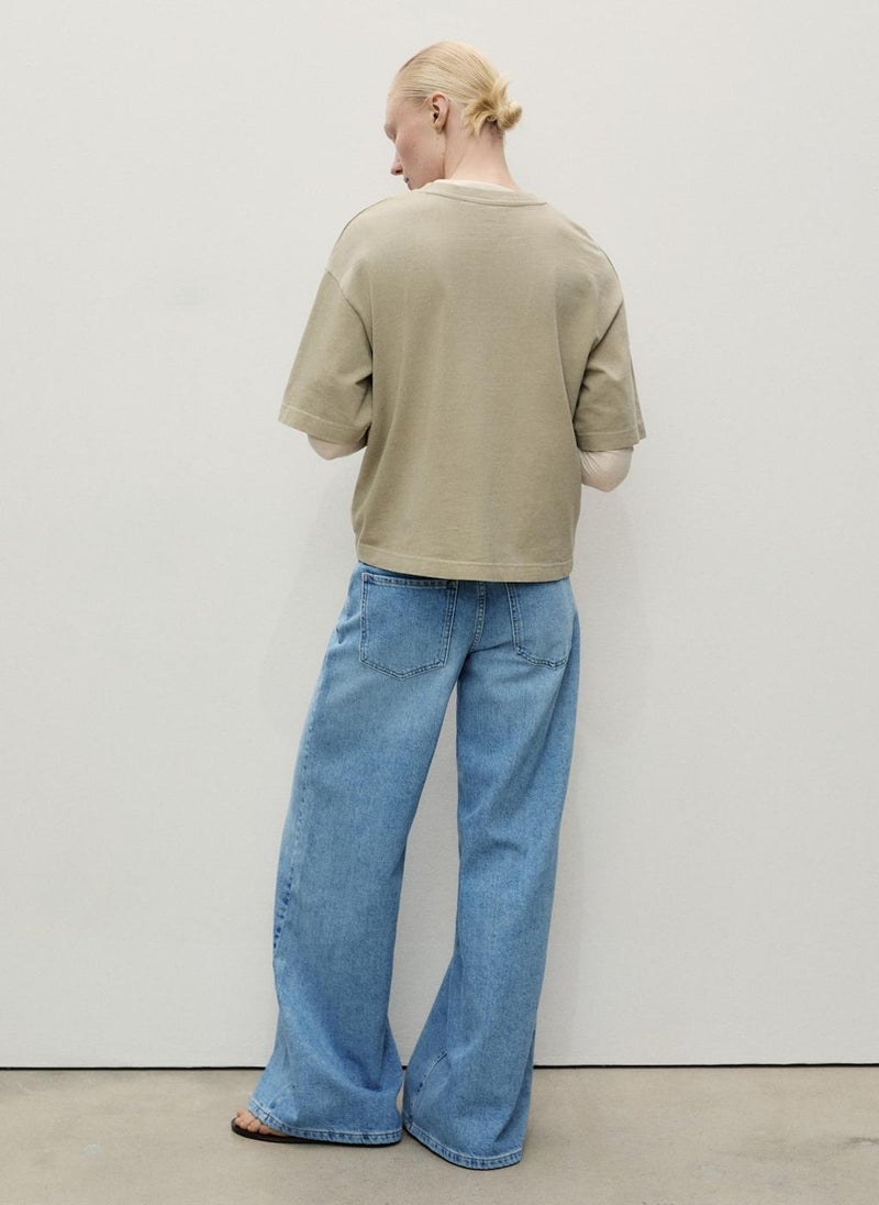 MANGO - Low-Rise Wideleg Jeans With Belt - Image 1