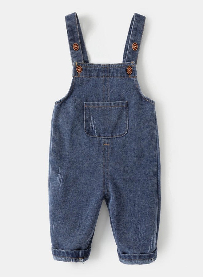DOCOLL Baby Denim Overall Toddler Soft Cute Workwear Bib Pants Jeans Jumpsuit Button Shoulder Straps Outfit Blue 2-3T - Image 2