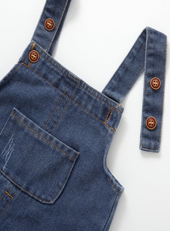 DOCOLL Baby Denim Overall Toddler Soft Cute Workwear Bib Pants Jeans Jumpsuit Button Shoulder Straps Outfit Blue 2-3T - Image 4
