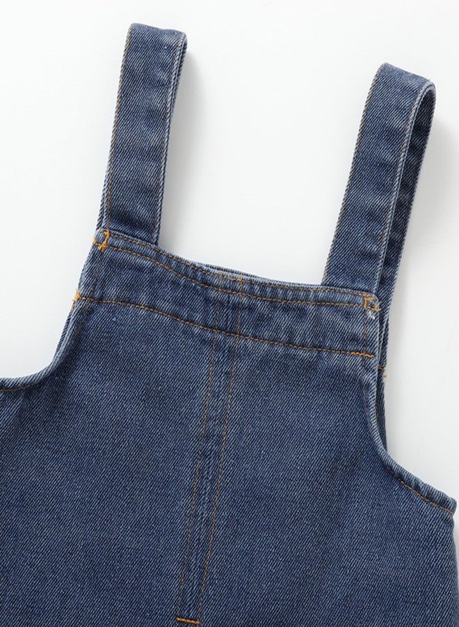 DOCOLL Baby Denim Overall Toddler Soft Cute Workwear Bib Pants Jeans Jumpsuit Button Shoulder Straps Outfit Blue 2-3T - Image 5