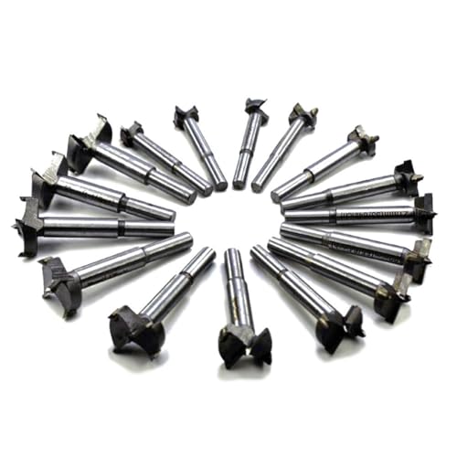 HURESON Forstner Drill Bit Set 16pcs（15mm-35mm） High Strength Steel Flat Bit Drill Set Woodworking Hole Saw Wood Cutter Tool (16pcs) - Image 1