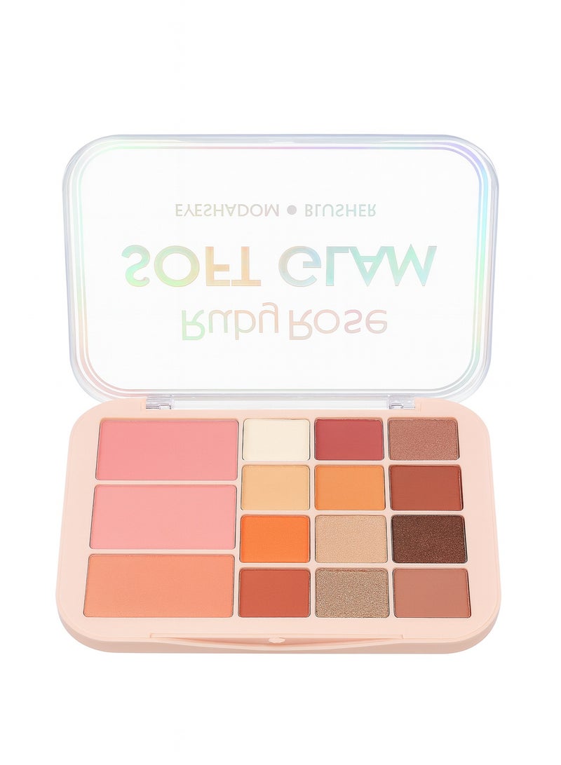 Soft Glam Eyeshadow & Blush Palette 15 colour – High Quality & Long-Lasting Colors