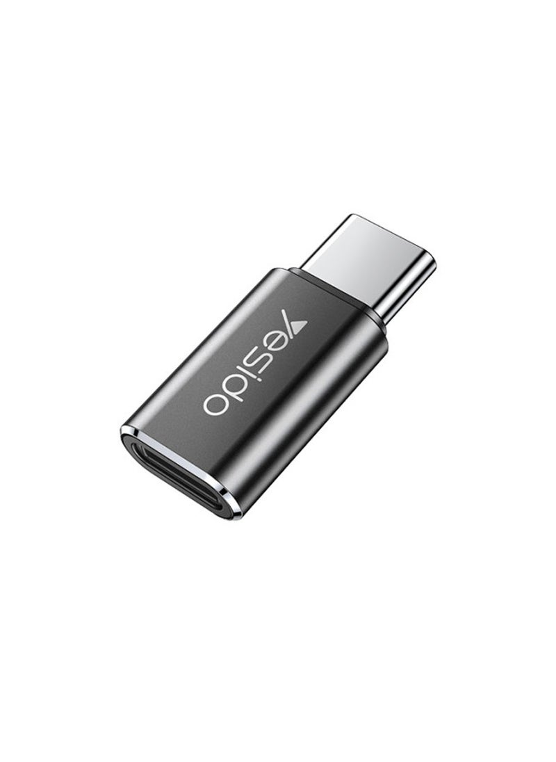 Yesido - Yesido GS22 Aluminum Alloy Fast Data Transfer Lightning to Type-C OTG Adapter for iPhone iOS - Black - Image 1