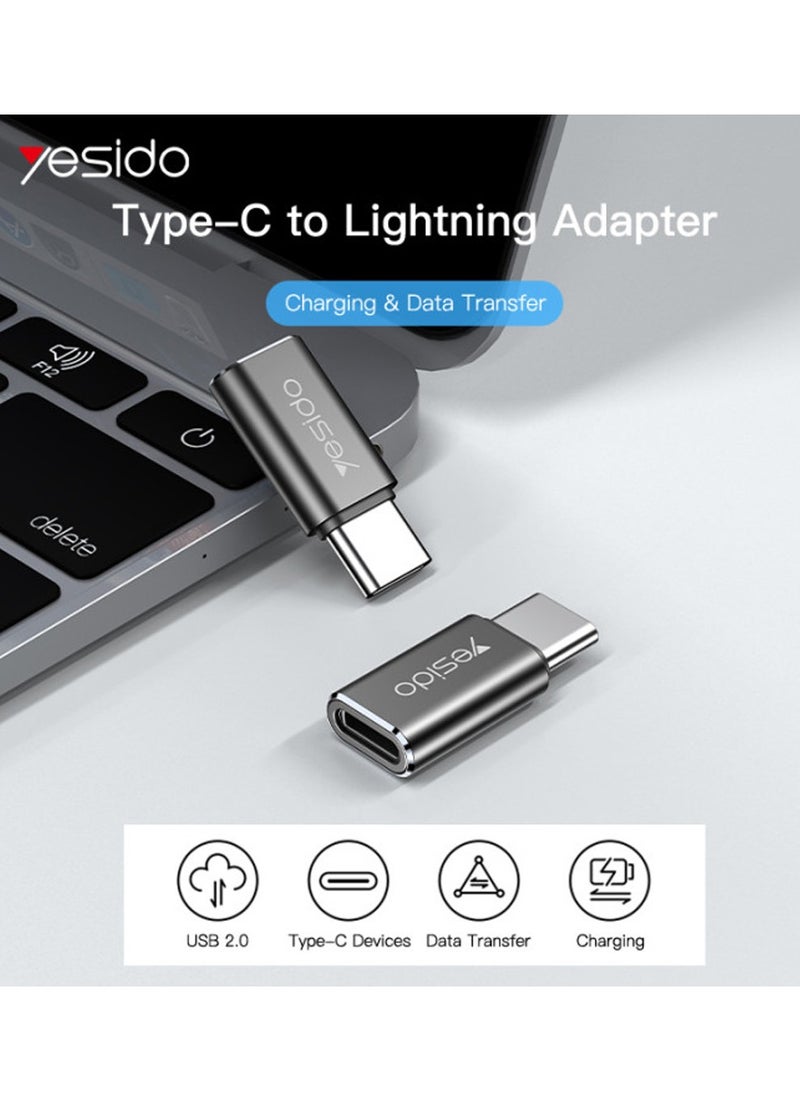 Yesido - Yesido GS22 Aluminum Alloy Fast Data Transfer Lightning to Type-C OTG Adapter for iPhone iOS - Black - Image 1