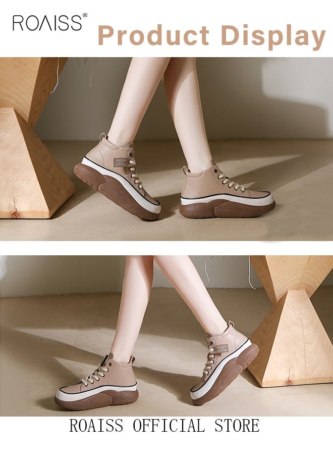 roaiss - New Arrival High-Top Shoes Women's New Platform Thick-Soled Comfortable Lace-Up Casual Sports Shoes Athlesiure Shoes - Image 1