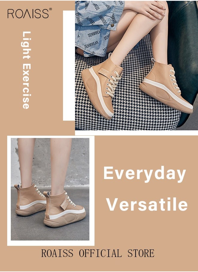 roaiss - New Arrival High-Top Shoes Women's New Platform Thick-Soled Comfortable Lace-Up Casual Sports Shoes Athlesiure Shoes - Image 1