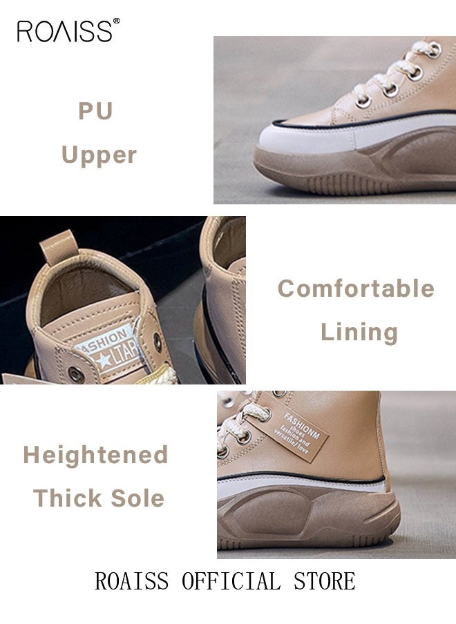 roaiss - New Arrival High-Top Shoes Women's New Platform Thick-Soled Comfortable Lace-Up Casual Sports Shoes Athlesiure Shoes - Image 1