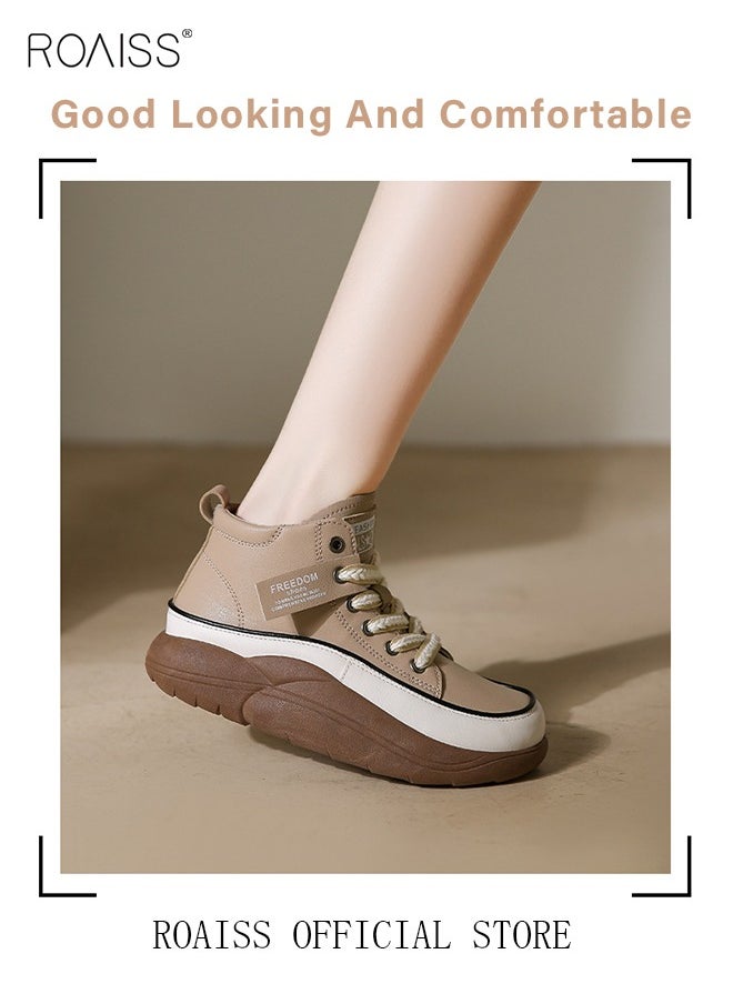 roaiss - New Arrival High-Top Shoes Women's New Platform Thick-Soled Comfortable Lace-Up Casual Sports Shoes Athlesiure Shoes - Image 1