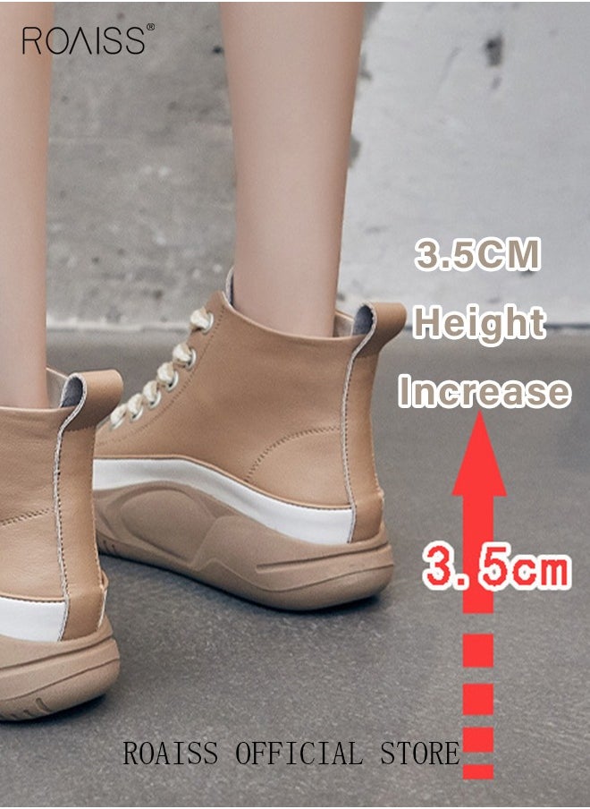 roaiss - New Arrival High-Top Shoes Women's New Platform Thick-Soled Comfortable Lace-Up Casual Sports Shoes Athlesiure Shoes - Image 1