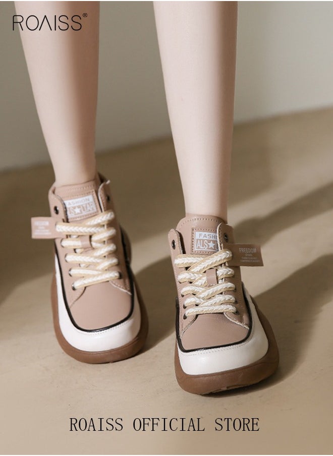 roaiss - New Arrival High-Top Shoes Women's New Platform Thick-Soled Comfortable Lace-Up Casual Sports Shoes Athlesiure Shoes - Image 1