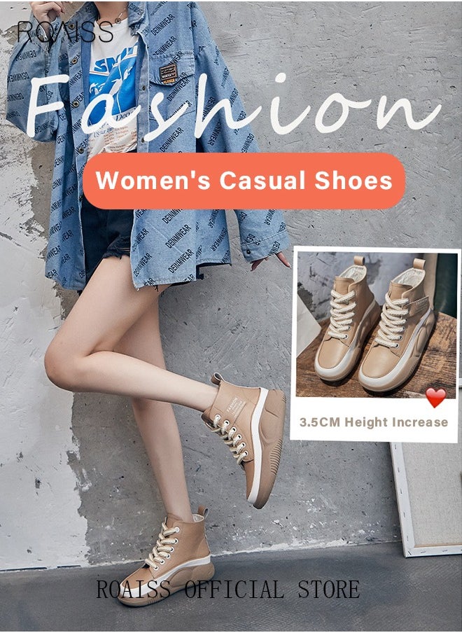 roaiss - New Arrival High-Top Shoes Women's New Platform Thick-Soled Comfortable Lace-Up Casual Sports Shoes Athlesiure Shoes - Image 1