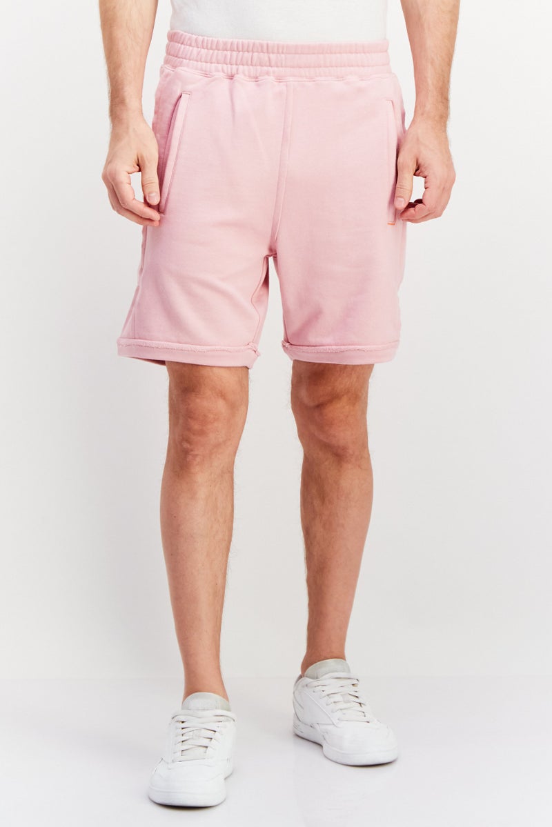 TRIBE OF 6 Men Plain Basic Shorts, Pink - Image 1
