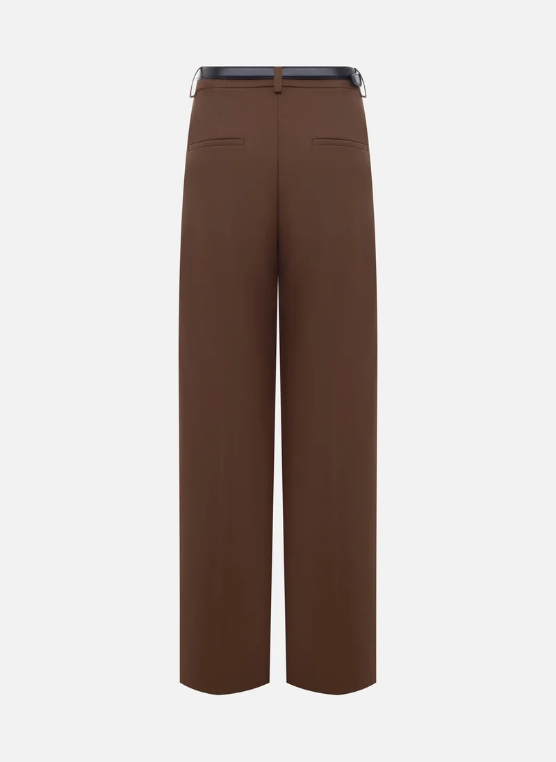 Lichi Straight suiting trousers with eco-leather belt