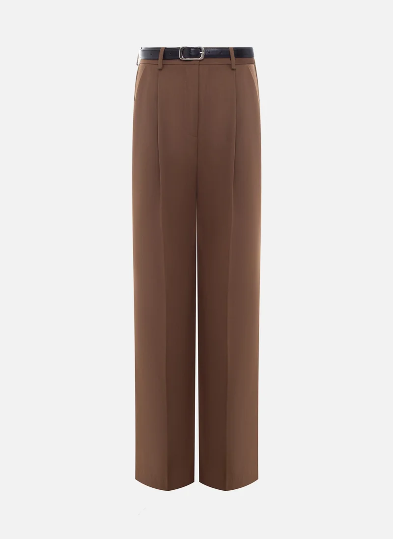 Lichi Straight suiting trousers with eco-leather belt
