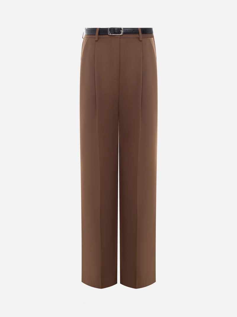 Lichi Straight suiting trousers with eco-leather belt